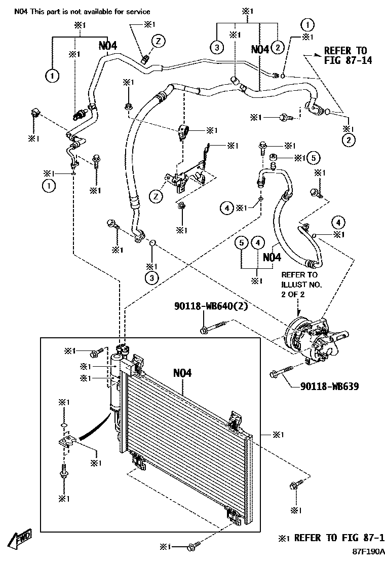 Toyota YARIS Heating & Air Conditioning - Compressor EPC diagram — 87F190A