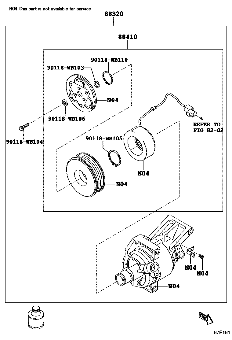 Toyota YARIS Heating & Air Conditioning - Compressor EPC diagram — 87F191