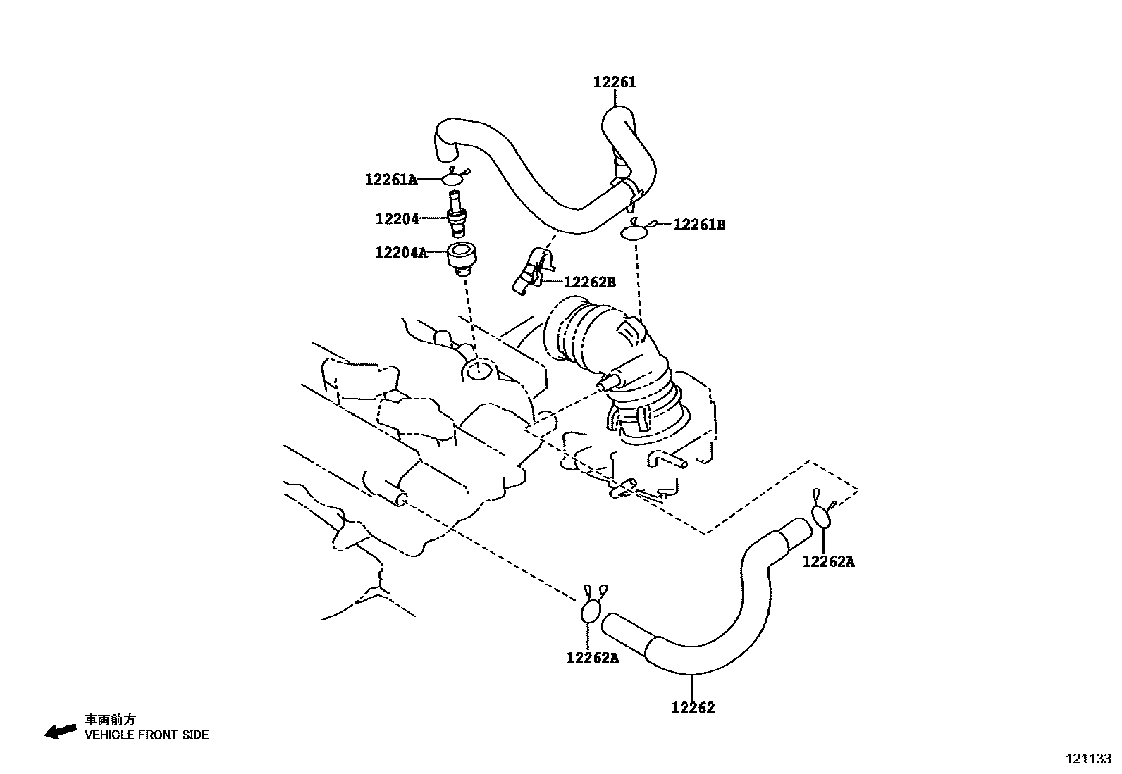 Toyota YARIS Ventilation Hose EPC diagram — 121133