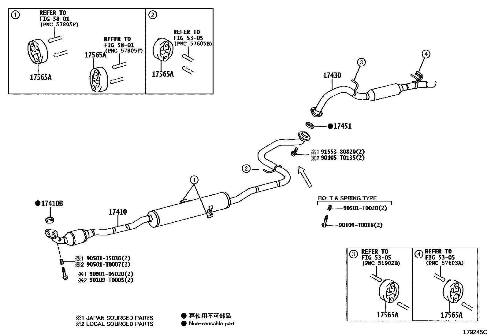 Toyota YARIS Exhaust Pipe EPC diagram — 179245C