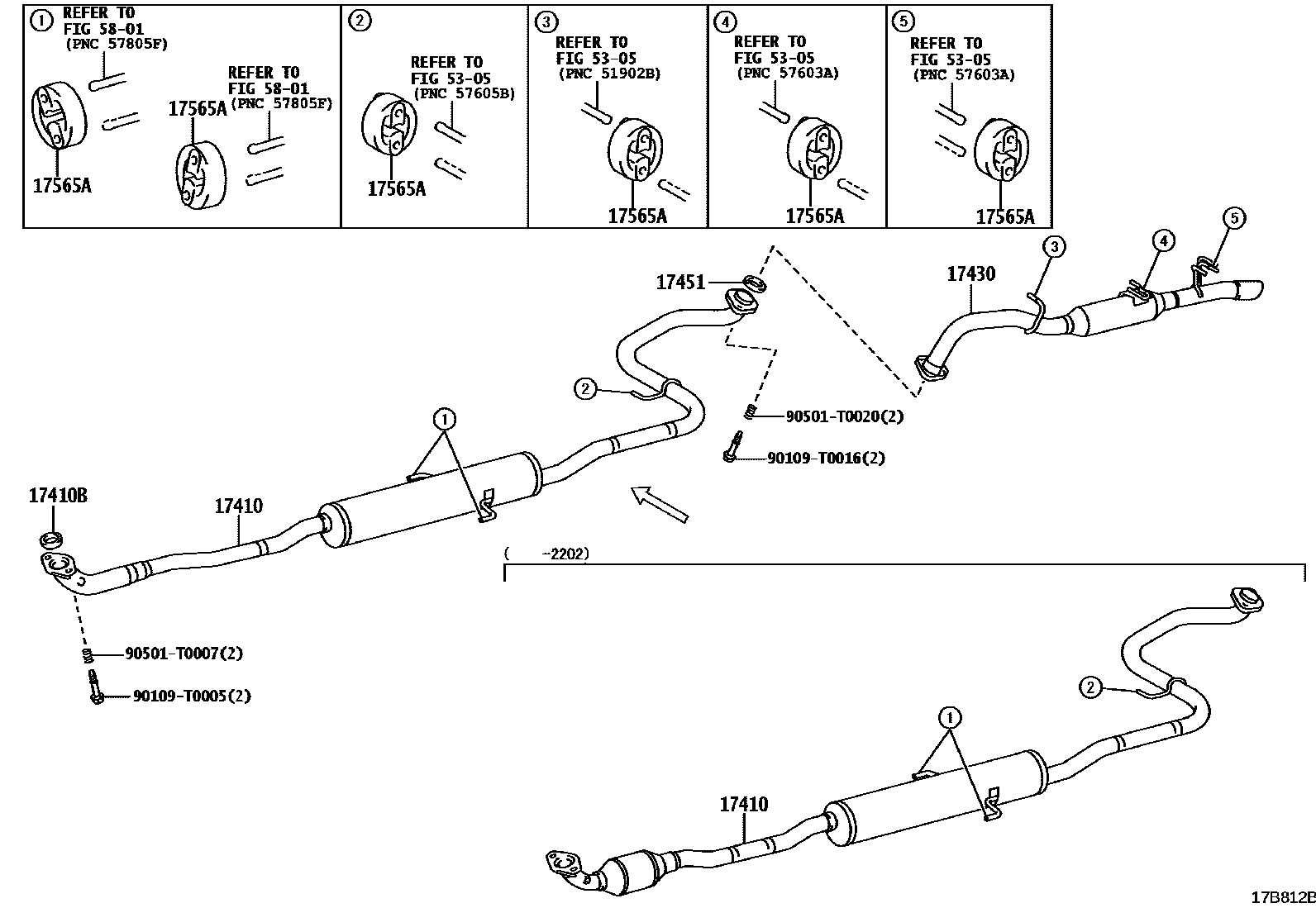 Toyota YARIS Exhaust Pipe EPC diagram — 17B812B