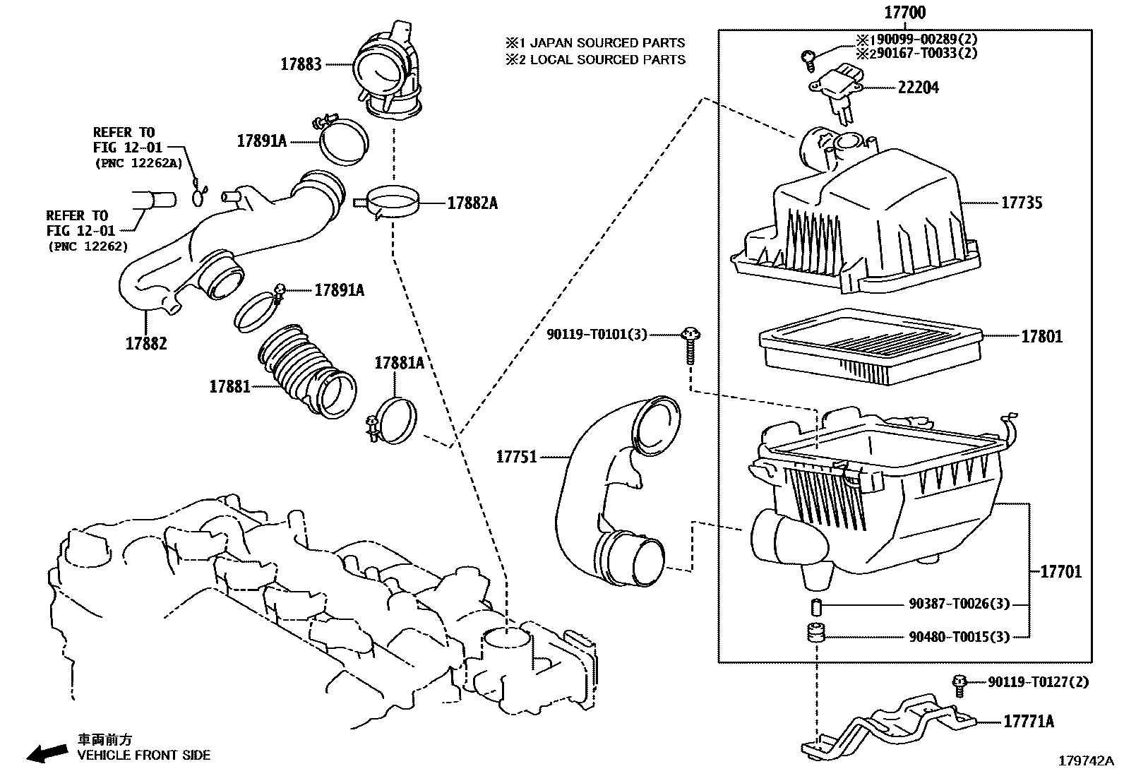 Toyota YARIS Air Cleaner EPC diagram — 179742A