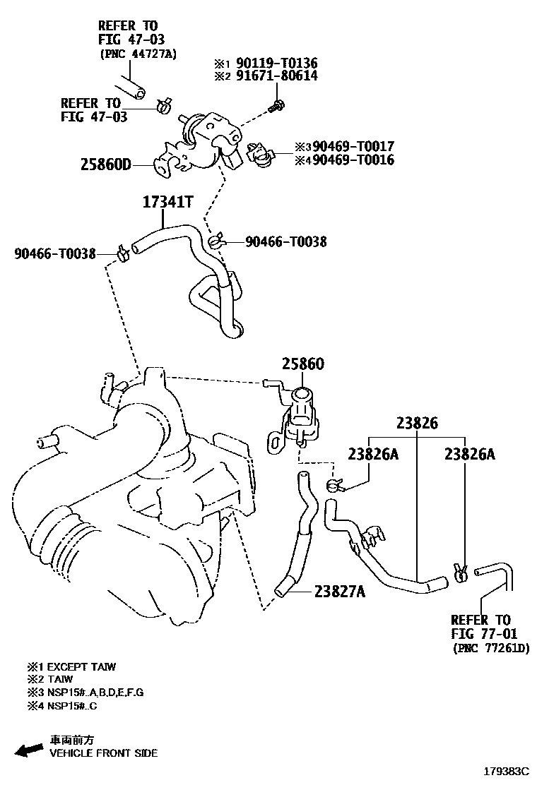 Toyota YARIS vacuum tube EPC diagram — 179383C