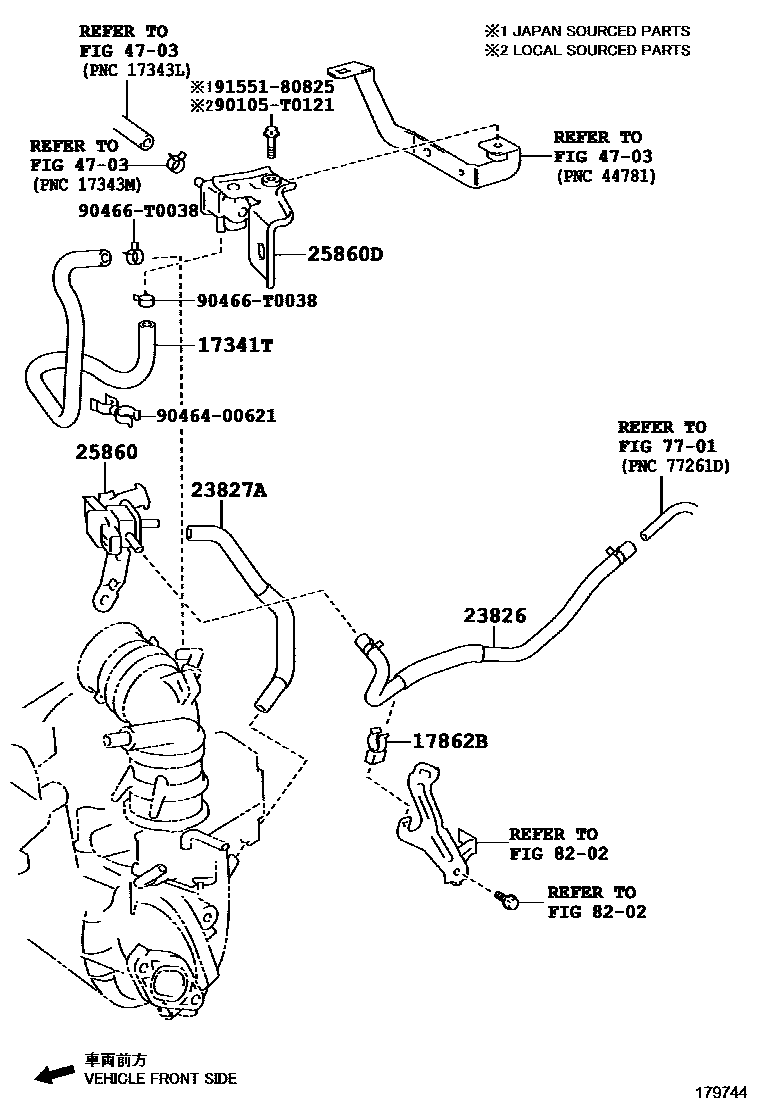 Toyota YARIS vacuum tube EPC diagram — 179744