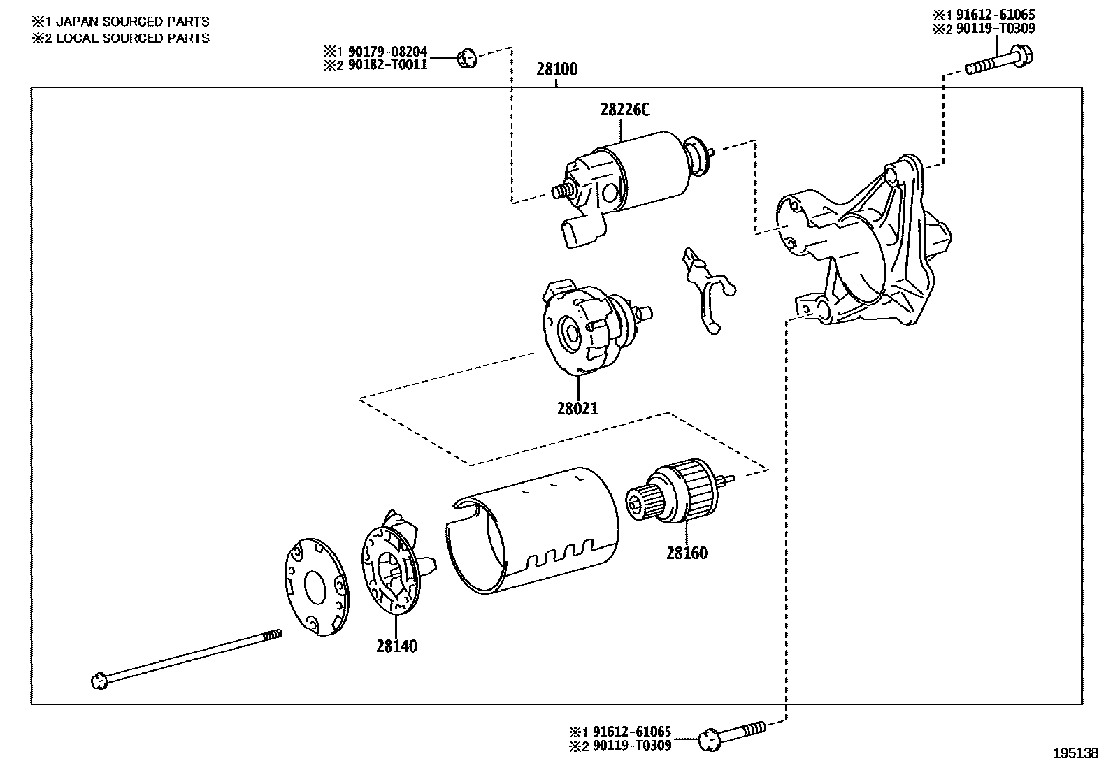 Toyota YARIS 起动机 EPC diagram — 195138