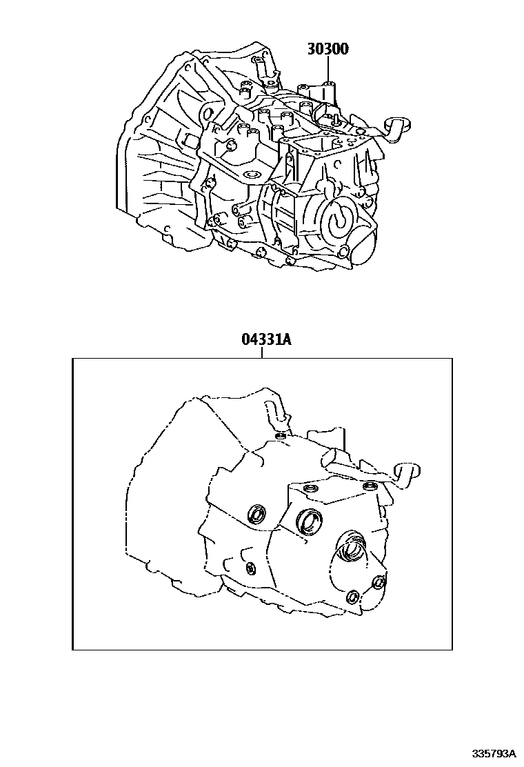 Toyota YARIS 传动桥或变速器总成和衬垫组件(MTM) EPC diagram — 335793A