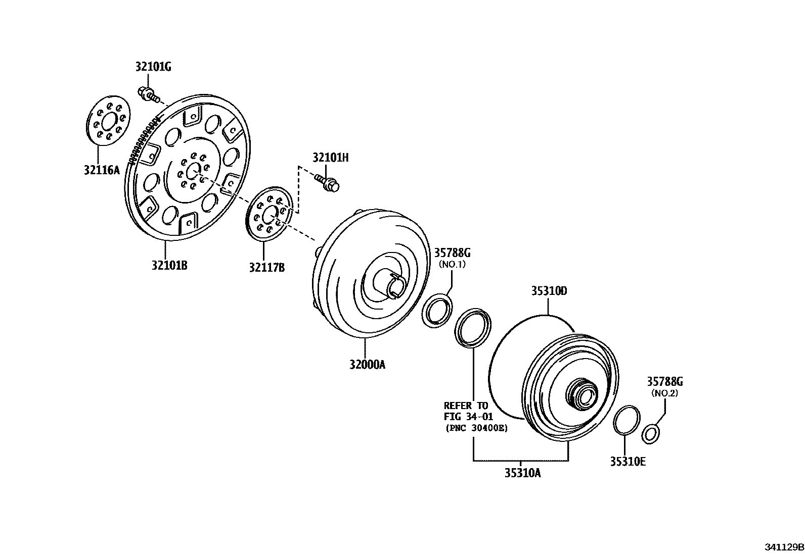 Toyota YARIS 变矩器、前油泵(CVT) EPC diagram — 341129B