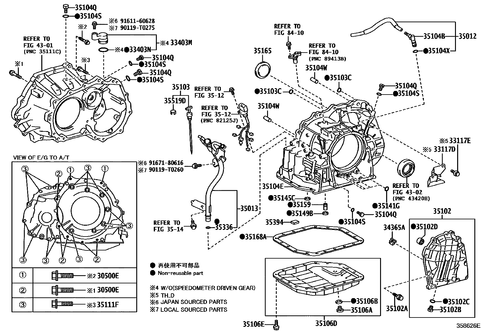 Toyota YARIS 变速器壳和油底壳(ATM) EPC diagram — 358626E