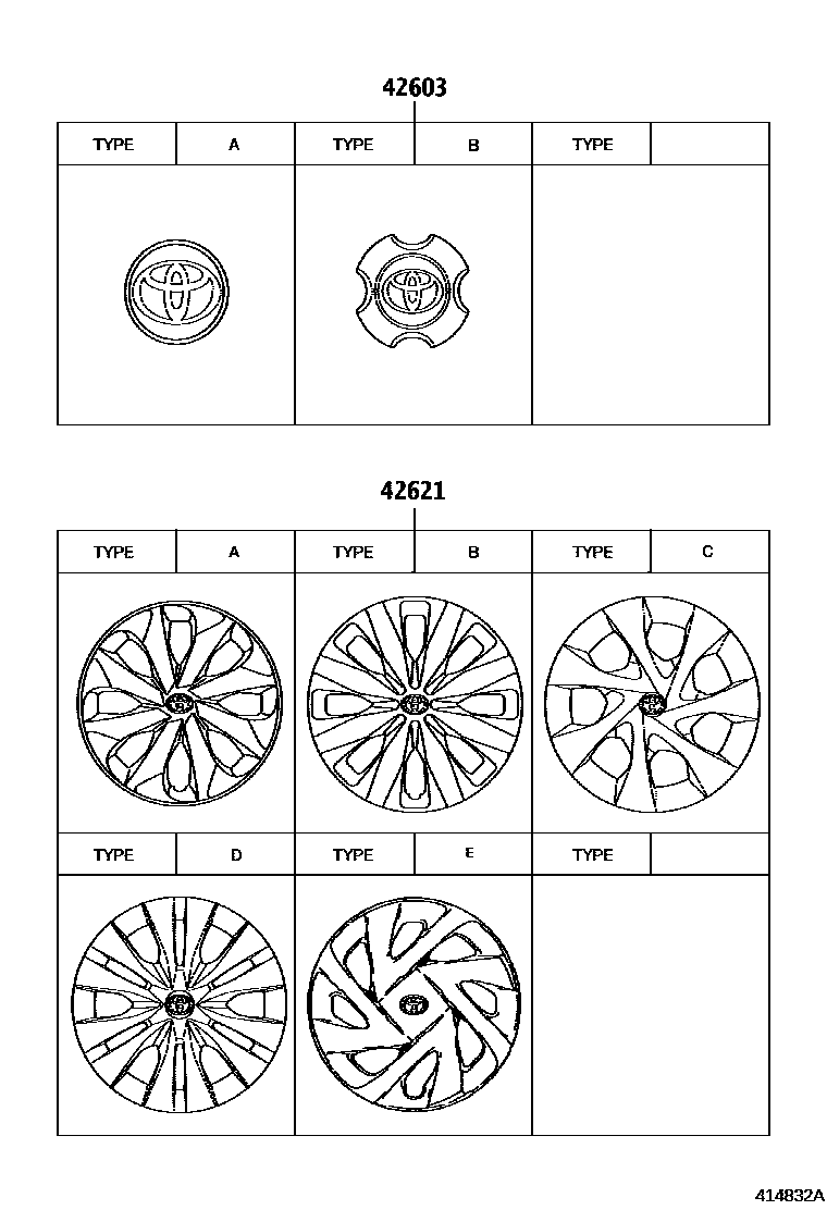 Toyota YARIS 车轮和车轮盖 EPC diagram — 414832A