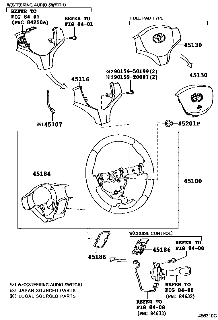 Toyota YARIS Steering Wheel EPC diagram — 456310C