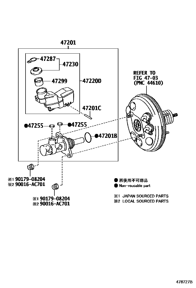 Toyota YARIS 制动总泵 EPC diagram — 478727B