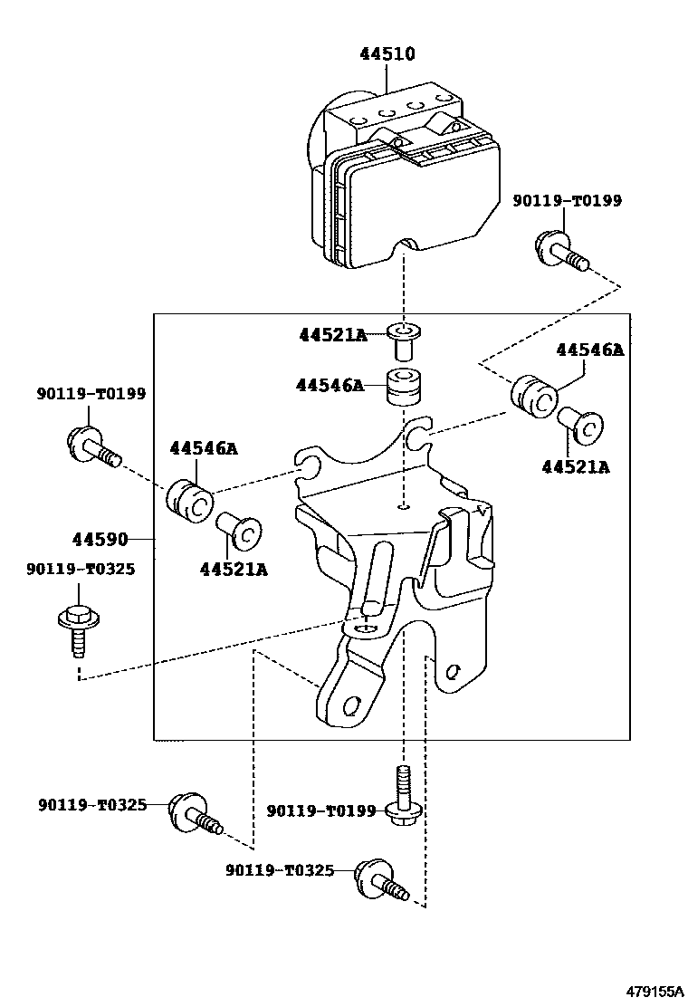 Toyota YARIS 制动配管和卡箍 EPC diagram — 479155A