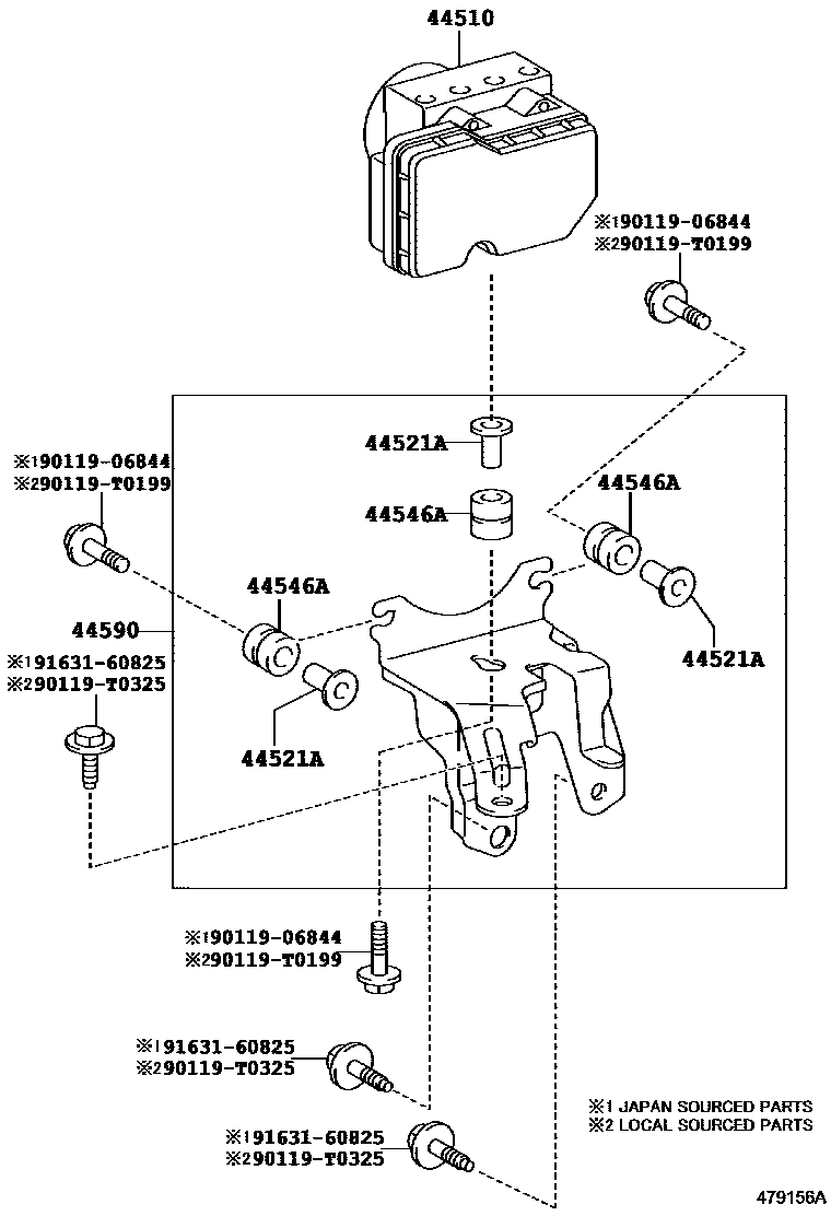 Toyota YARIS 制动配管和卡箍 EPC diagram — 479156A