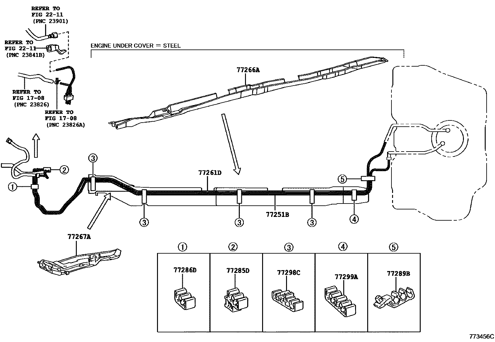 Toyota YARIS 燃油箱和燃油管 EPC diagram — 773456C
