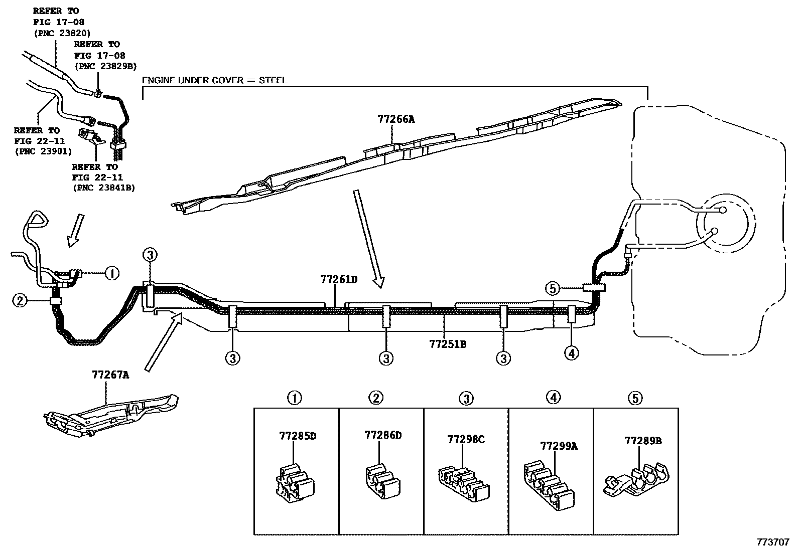 Toyota YARIS 燃油箱和燃油管 EPC diagram — 773707