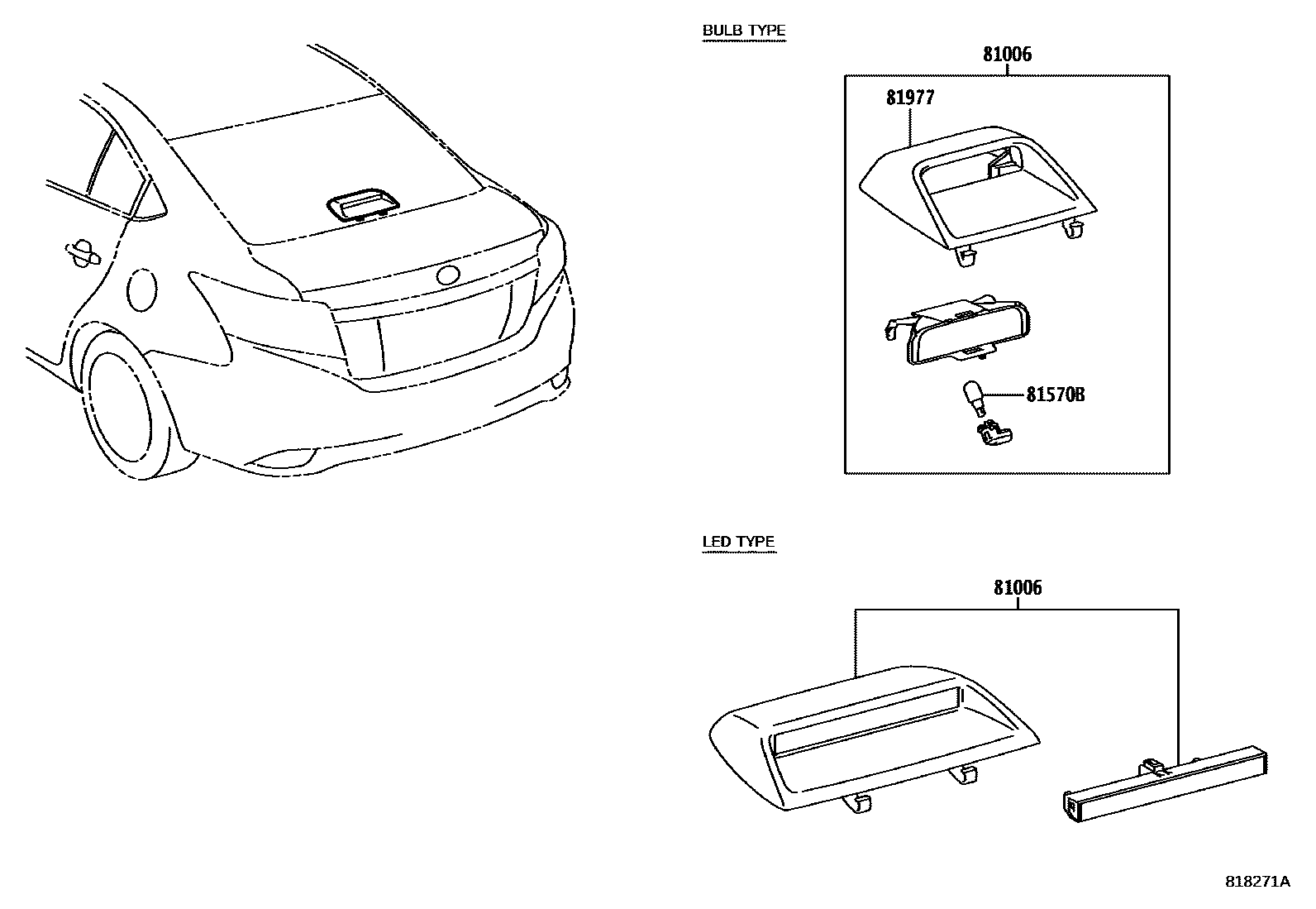Toyota YARIS 高位刹车灯 EPC diagram — 818271A