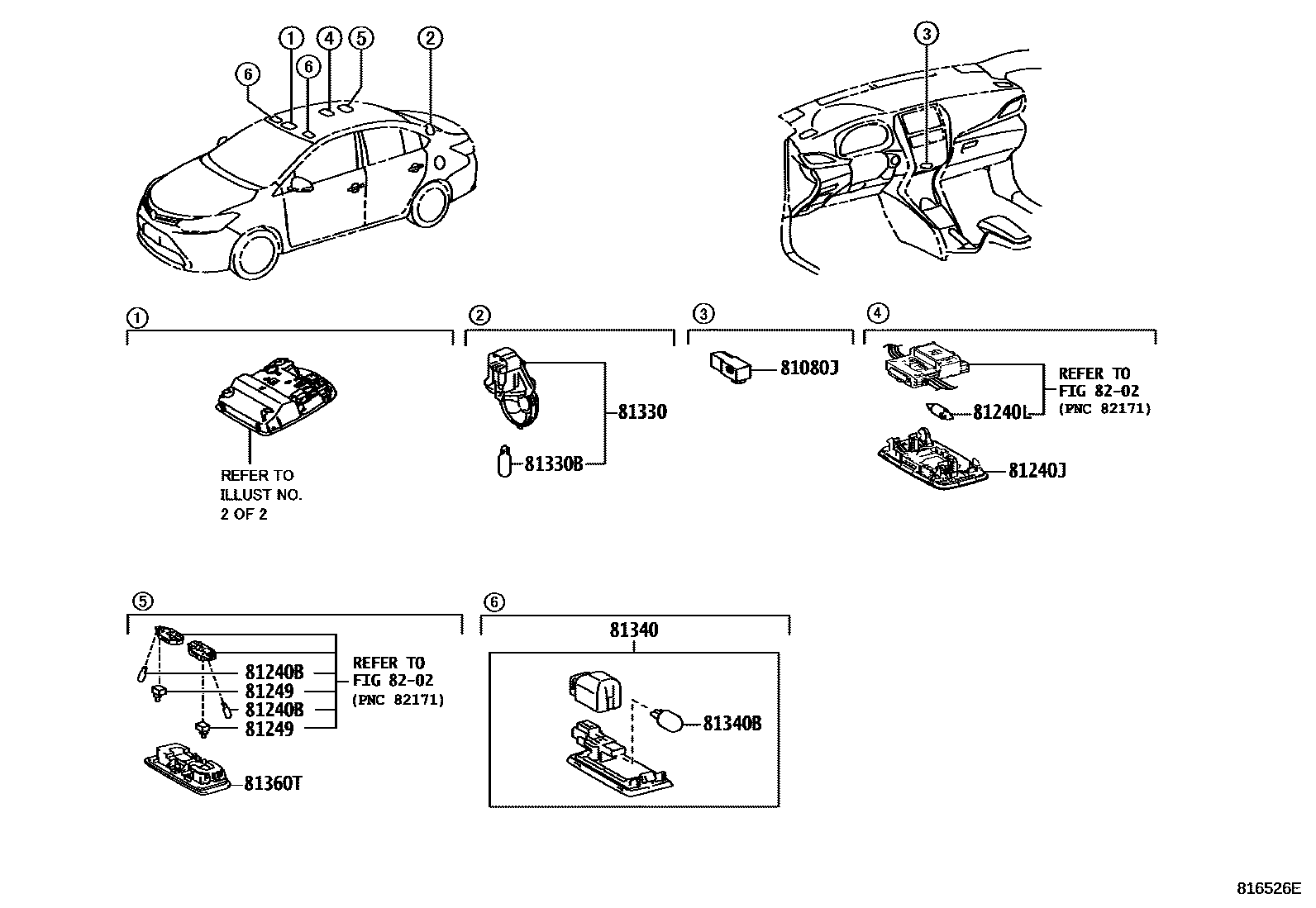 Toyota YARIS 车内灯 EPC diagram — 816526E