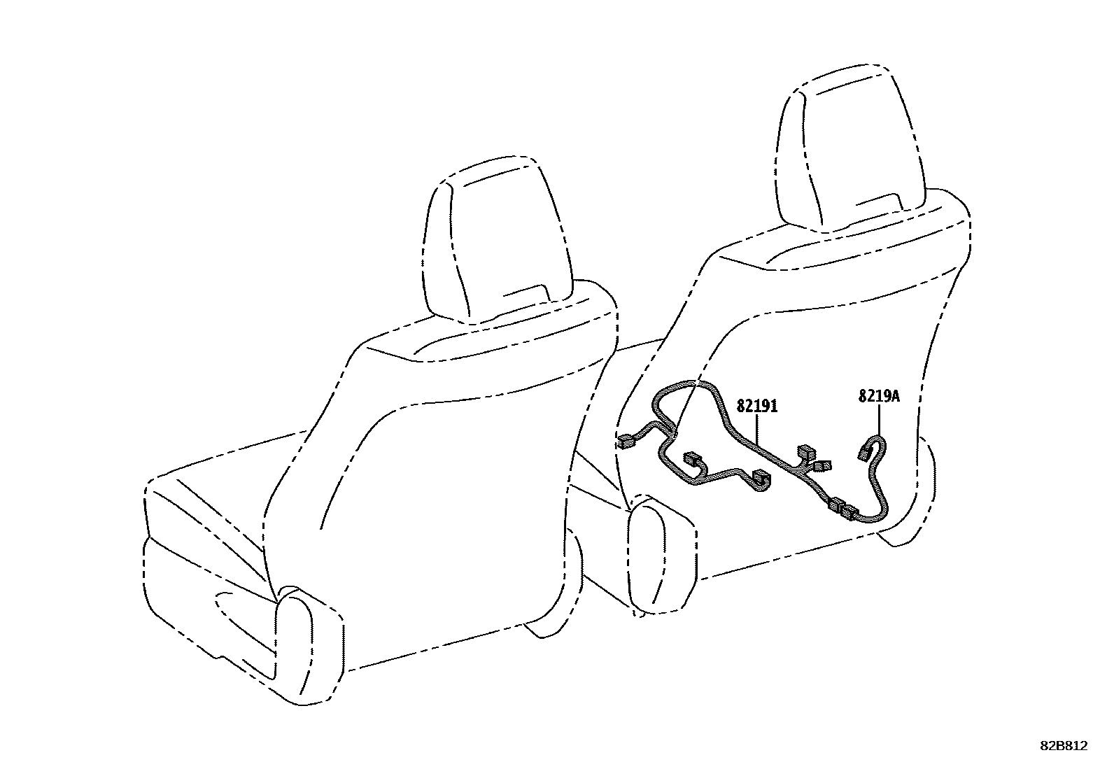 Toyota YARIS 线束和卡夹 EPC diagram — 82B812