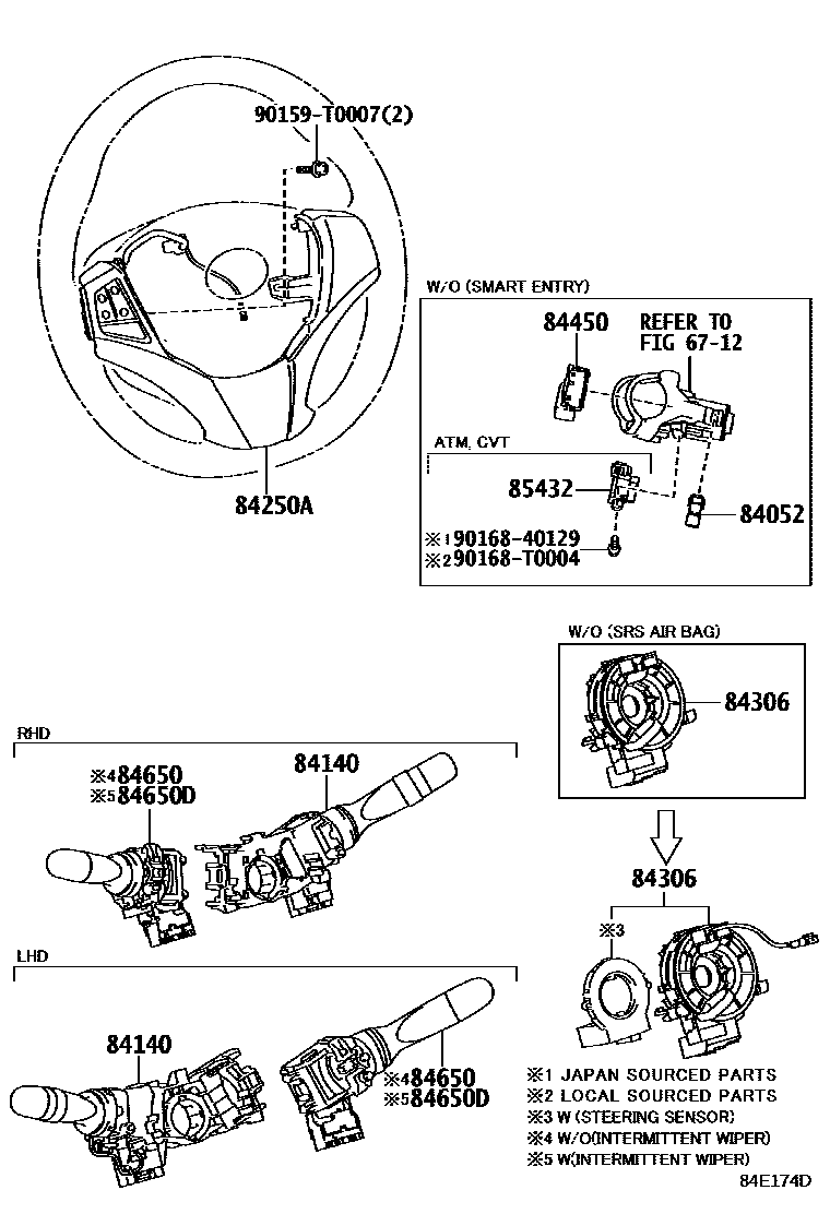 Toyota YARIS 开关和继电器和ECU EPC diagram — 84E174D