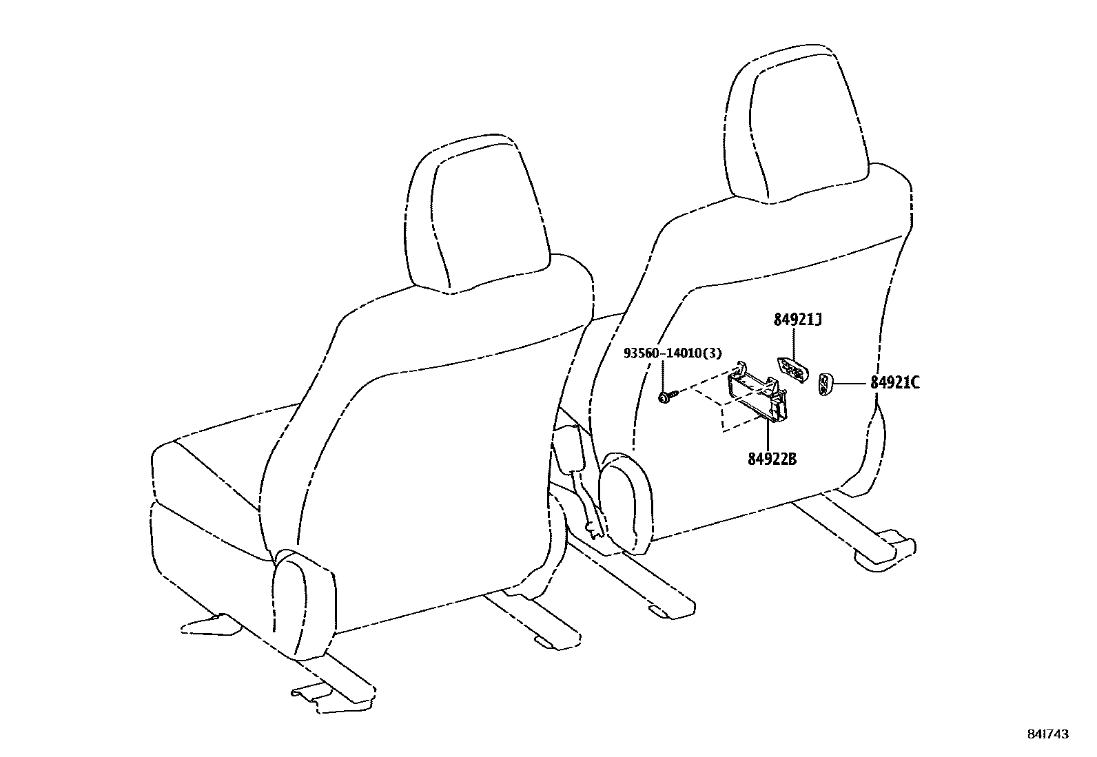 Toyota YARIS 开关和继电器和ECU EPC diagram — 84I743