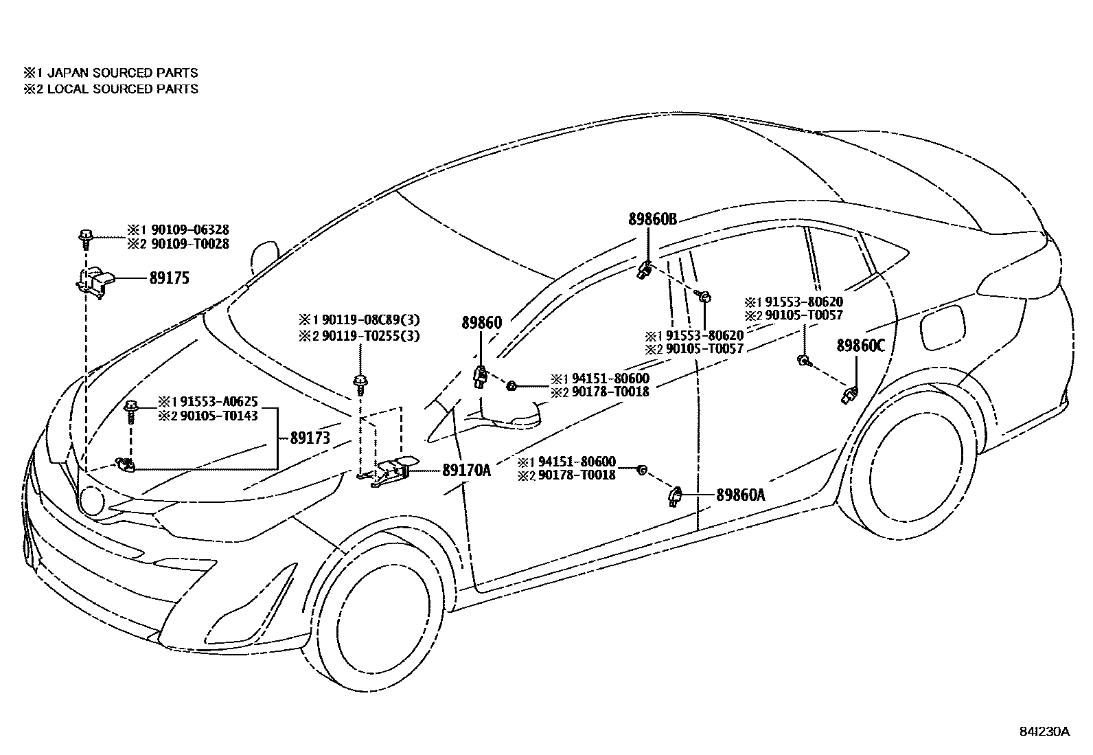Toyota YARIS 空气囊 EPC diagram — 84I230A