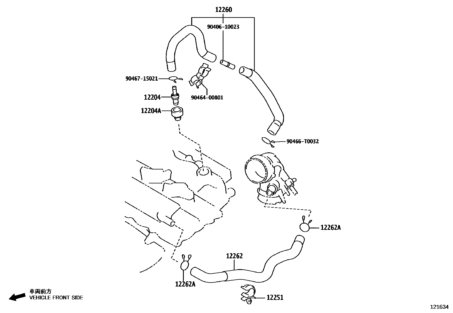 Toyota YARIS Ventilation Hose EPC diagram — 121634