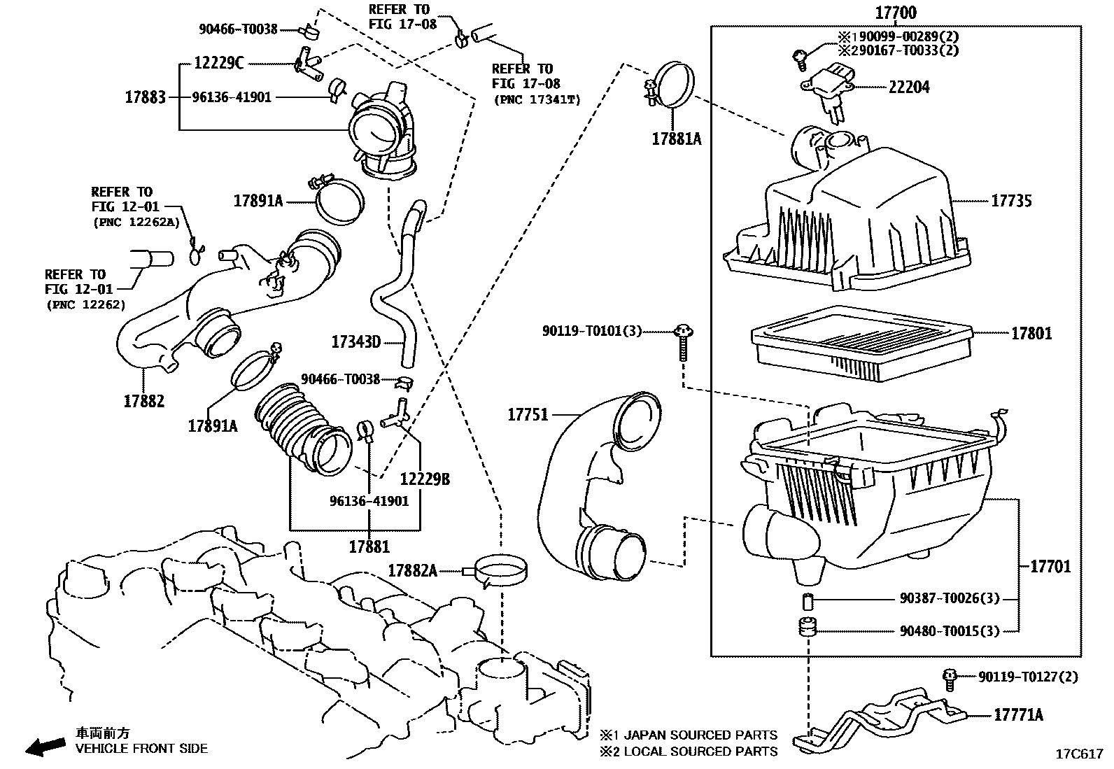 Toyota YARIS Air Cleaner EPC diagram — 17C617