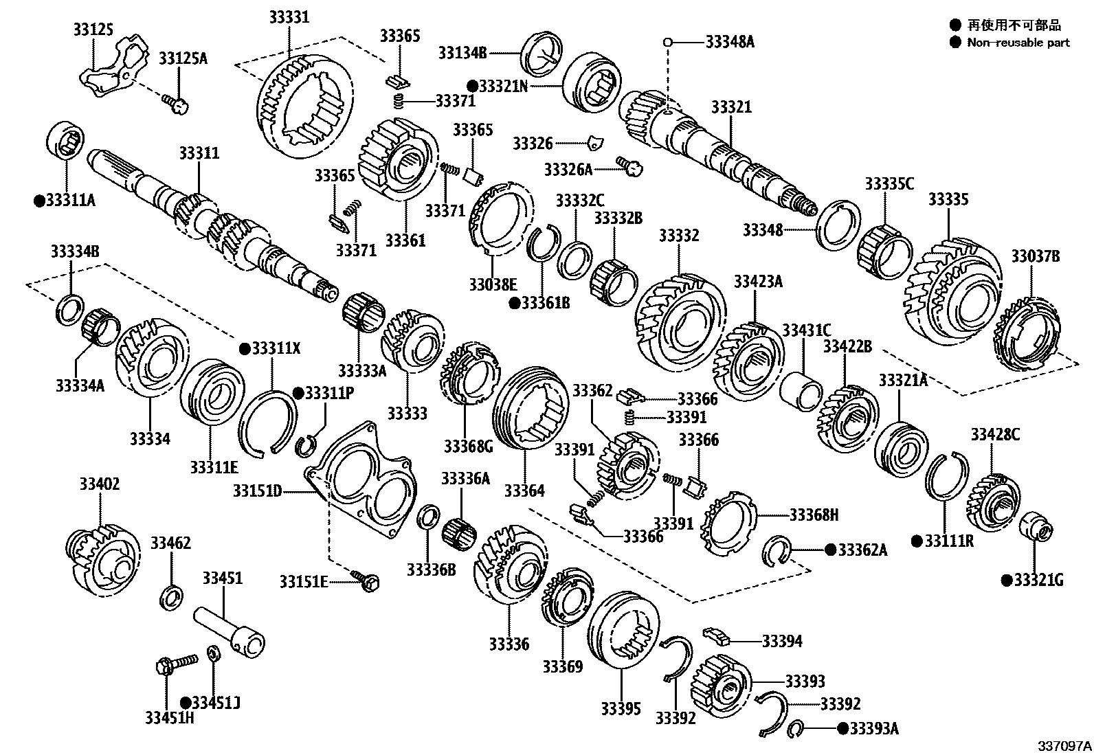 Toyota YARIS 变速器齿轮(MTM) EPC diagram — 337097A