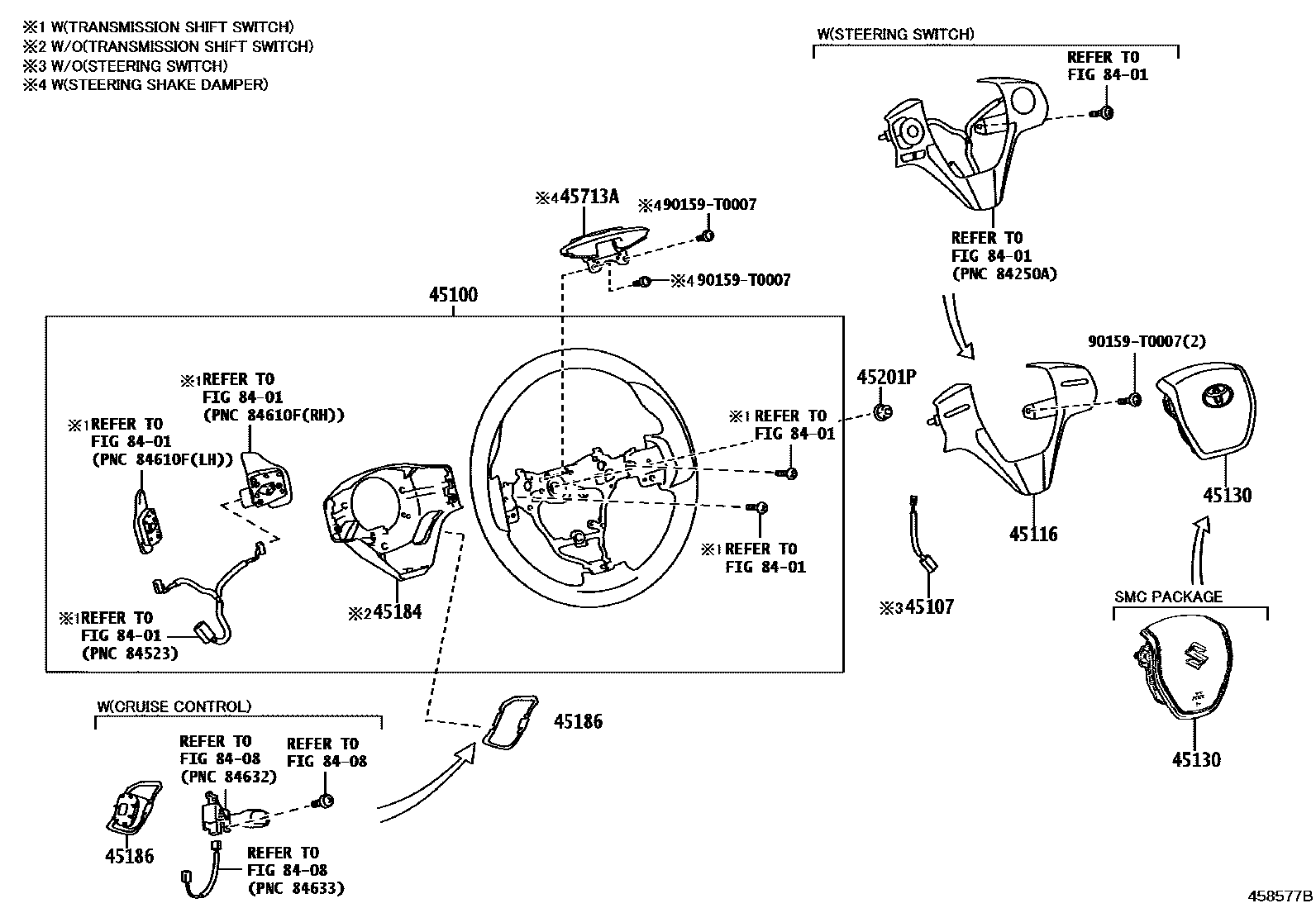 Toyota YARIS Steering Wheel EPC diagram — 458577B