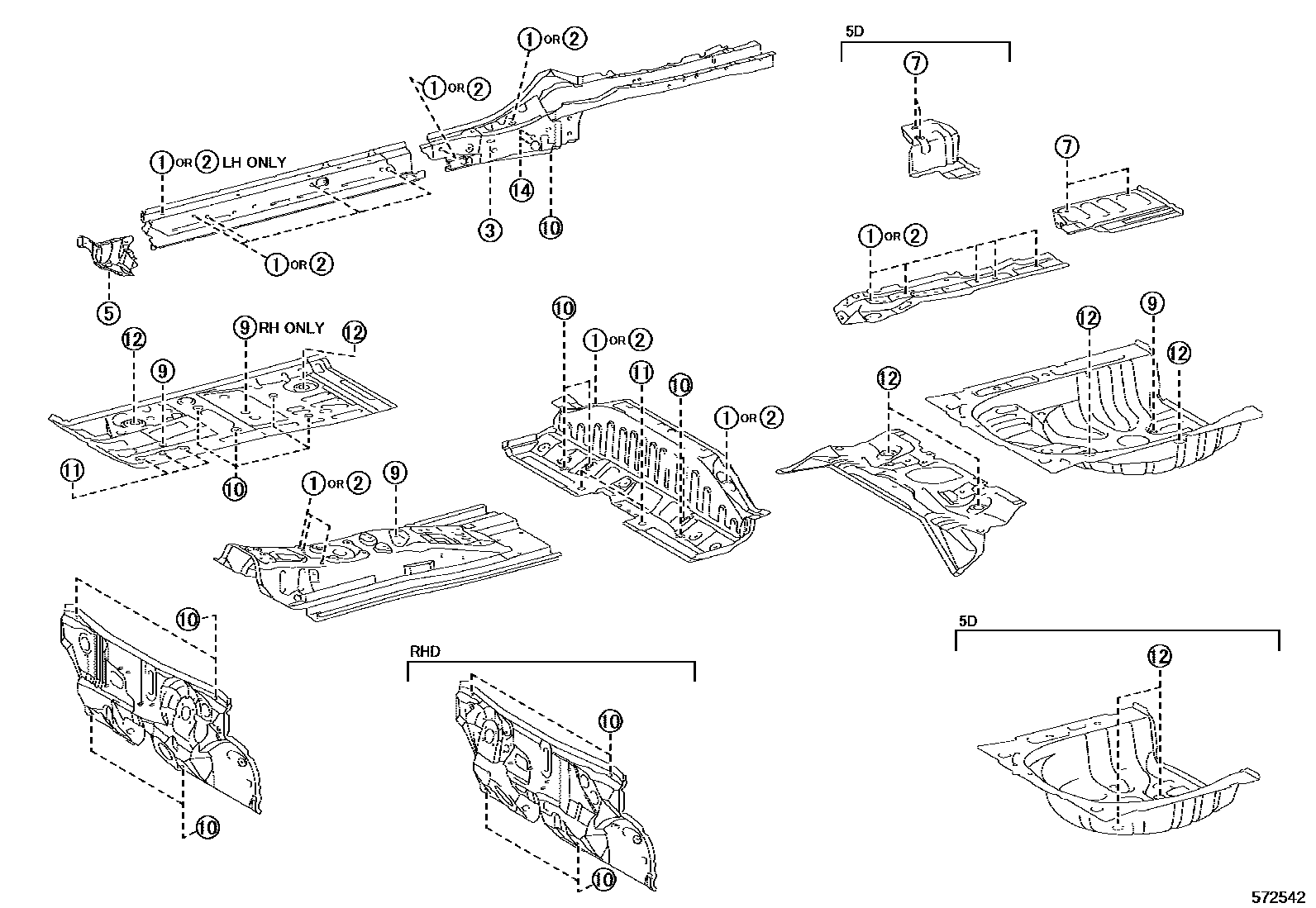 Toyota YARIS hole plug EPC diagram — 572542