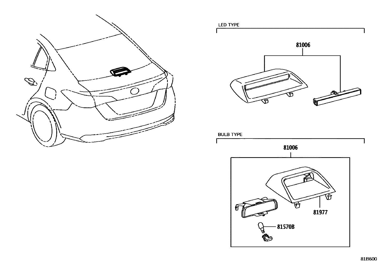 Toyota YARIS 高位刹车灯 EPC diagram — 81B600