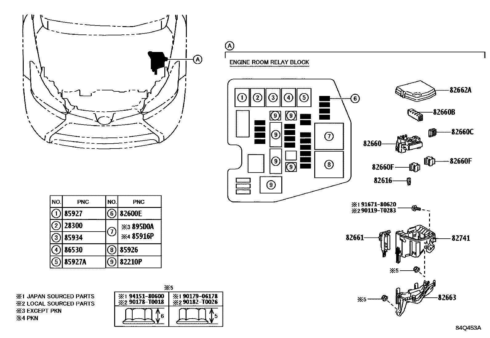 Toyota YARIS 开关和继电器和ECU EPC diagram — 84Q453A