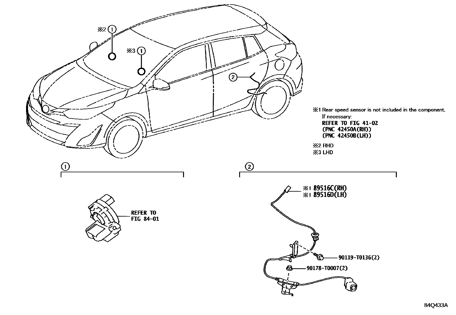 Toyota YARIS ABS 和 VSC EPC diagram — 84Q433A