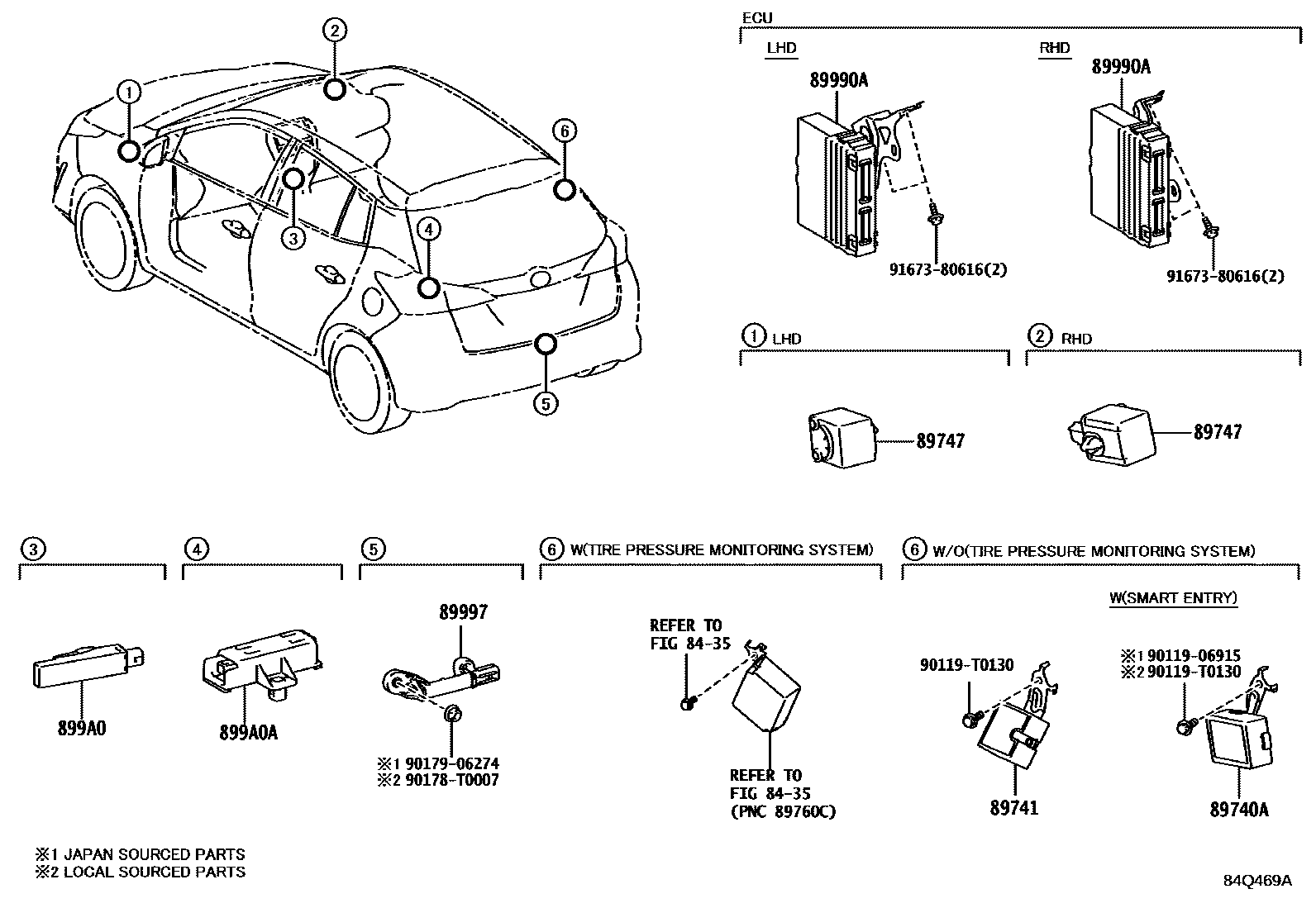 Toyota YARIS 遥控门锁 EPC diagram — 84Q469A