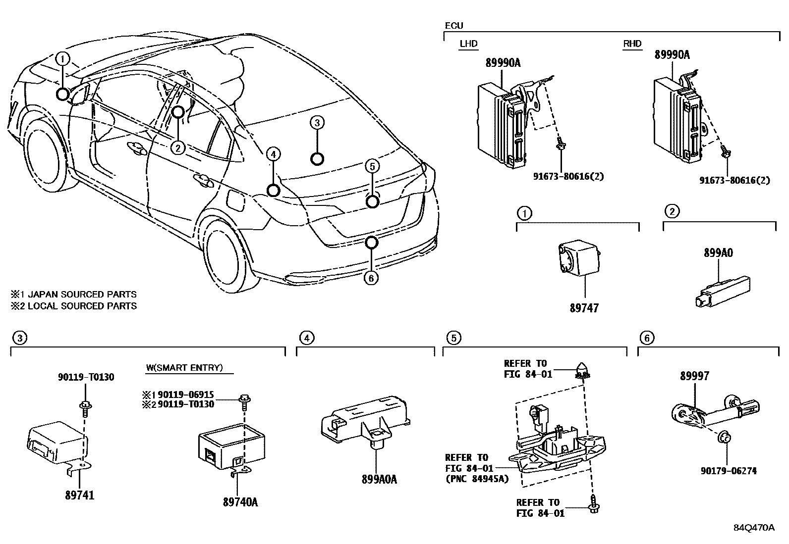 Toyota YARIS 遥控门锁 EPC diagram — 84Q470A