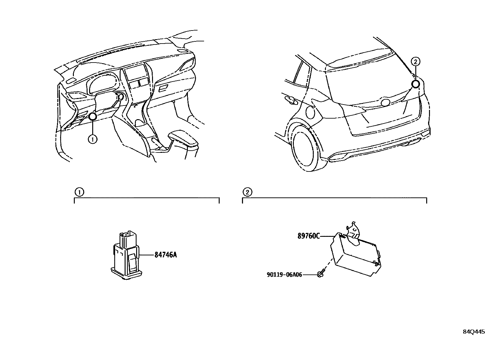 Toyota YARIS 轮胎压力警告系统 EPC diagram — 84Q445