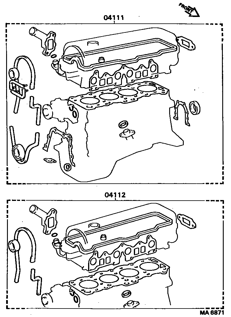 Toyota COROLLA Engine Overhaul Gasket Kit EPC diagram — MA6871