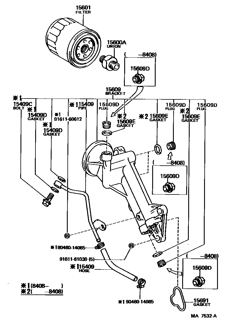 Toyota COROLLA Oil Filter EPC diagram — MA7532A