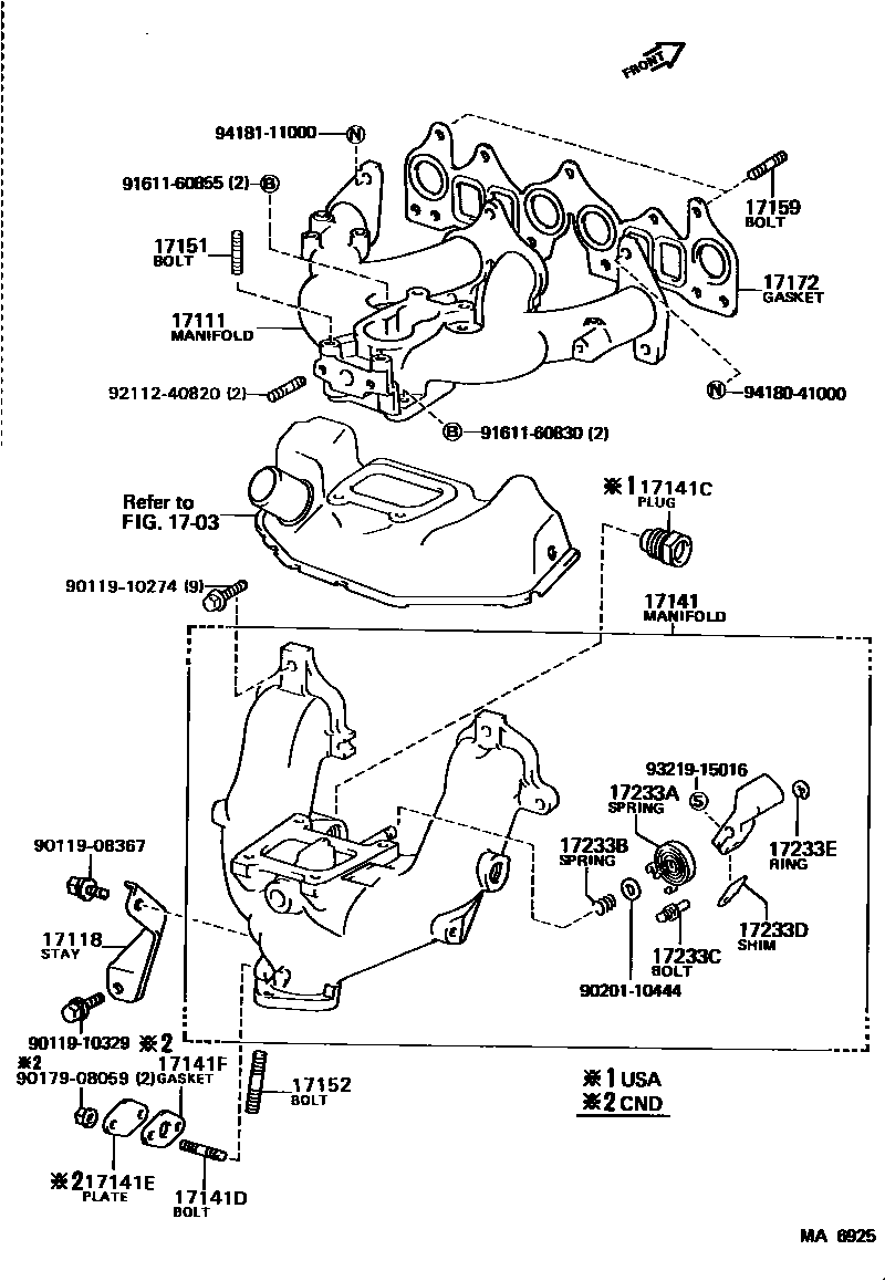 Toyota COROLLA Manifold EPC diagram — MA6925
