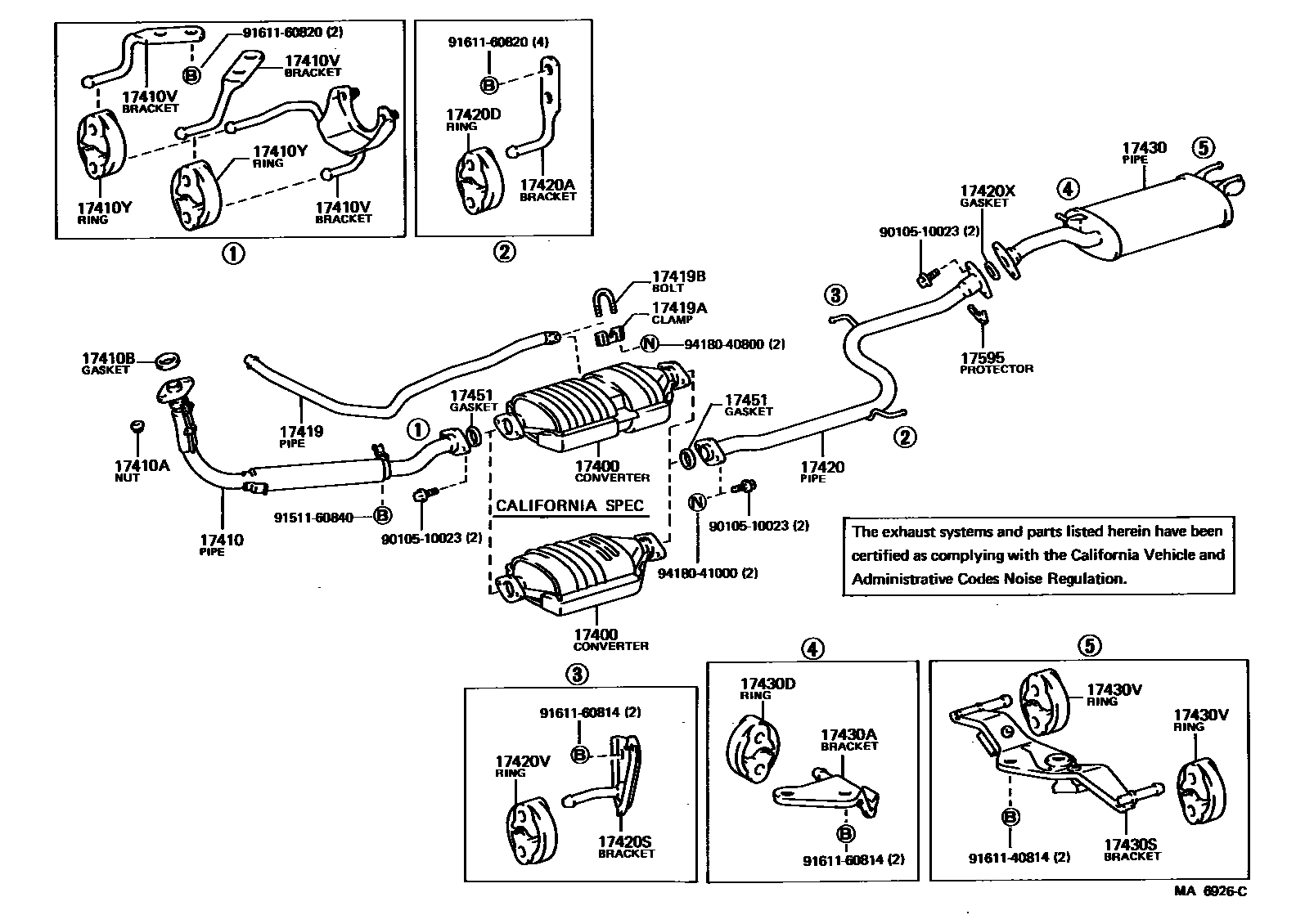 Toyota COROLLA Exhaust Pipe EPC diagram — MA6926C