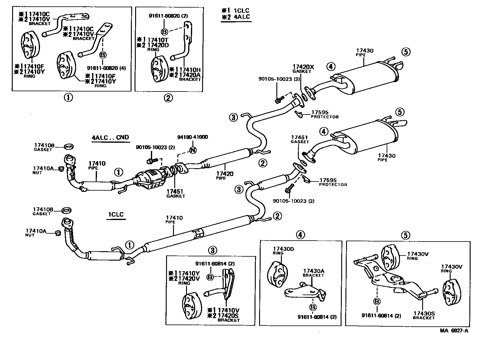 Toyota COROLLA Exhaust Pipe EPC diagram — MA6927A