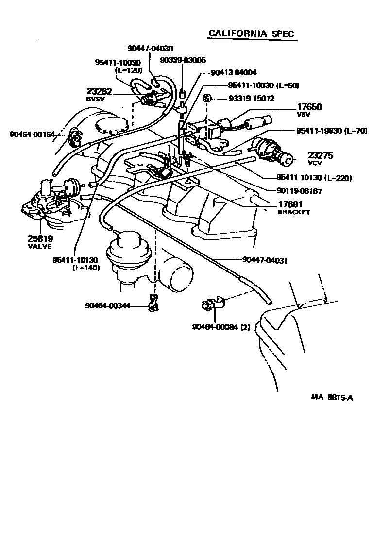 Toyota COROLLA vacuum tube EPC diagram — MA6815A