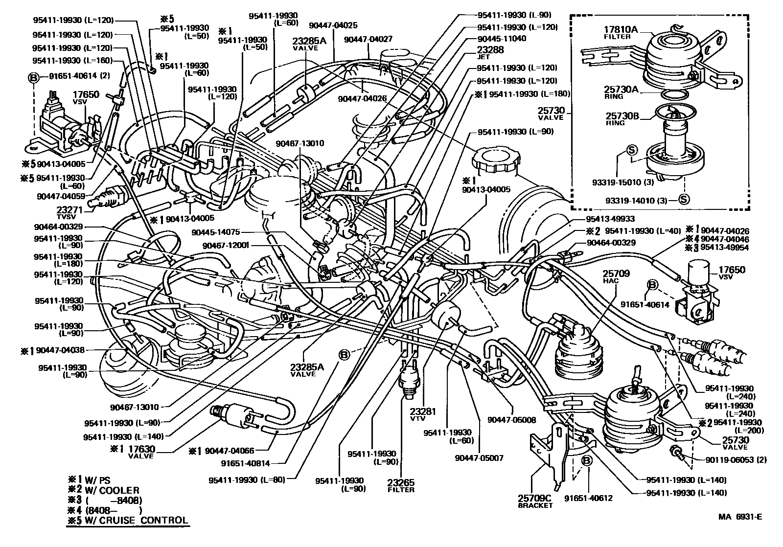 Toyota COROLLA vacuum tube EPC diagram — MA6931E