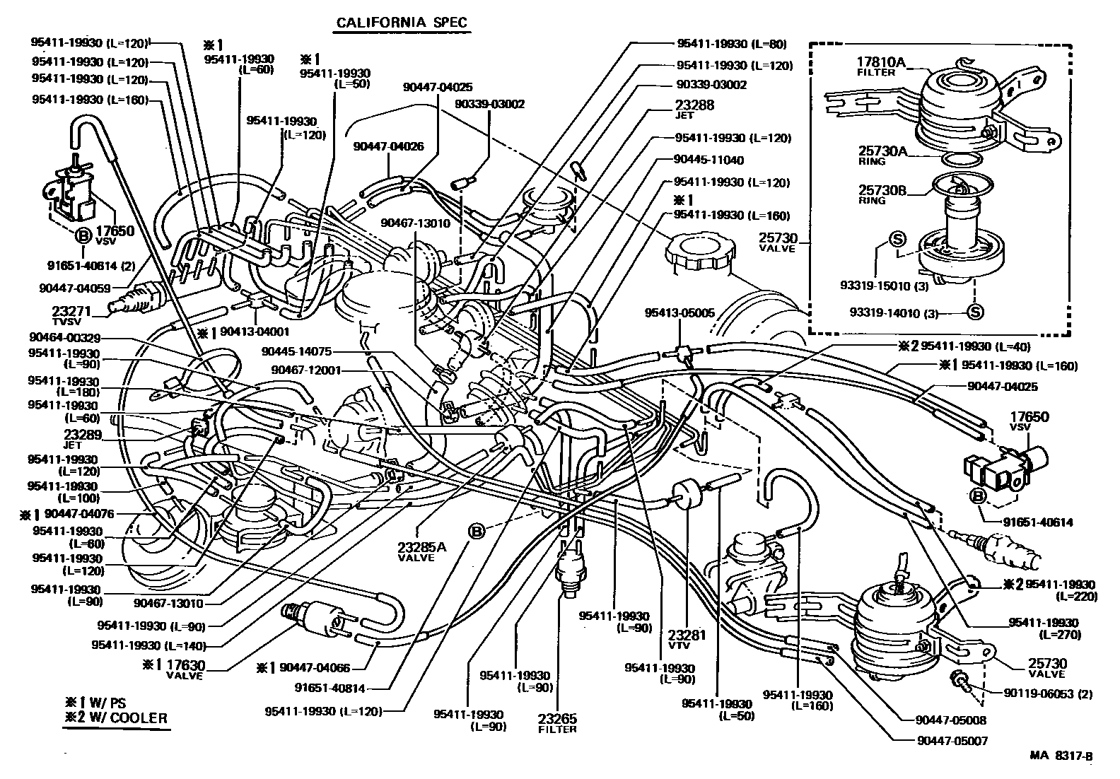 Toyota COROLLA vacuum tube EPC diagram — MA8317B