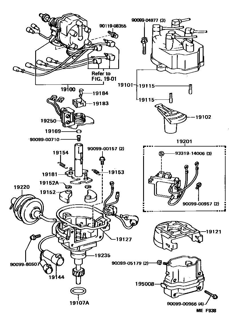 Toyota COROLLA 分电器 EPC diagram — MEF938
