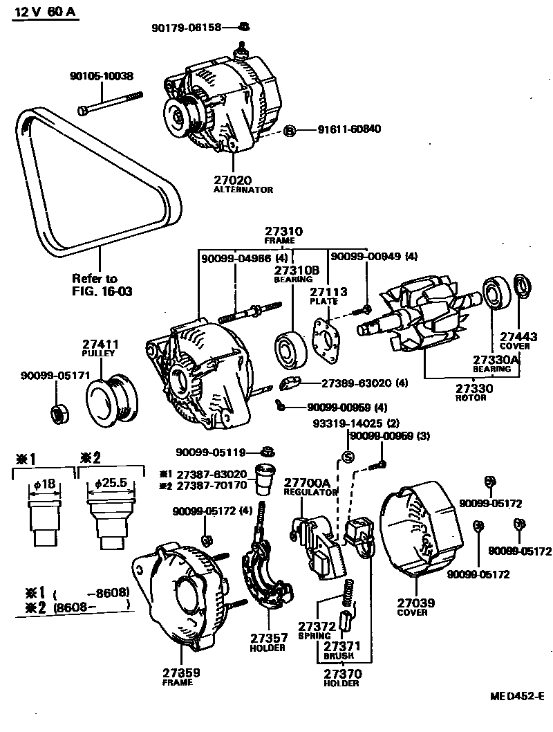 Toyota COROLLA Alternator EPC diagram — MED452E
