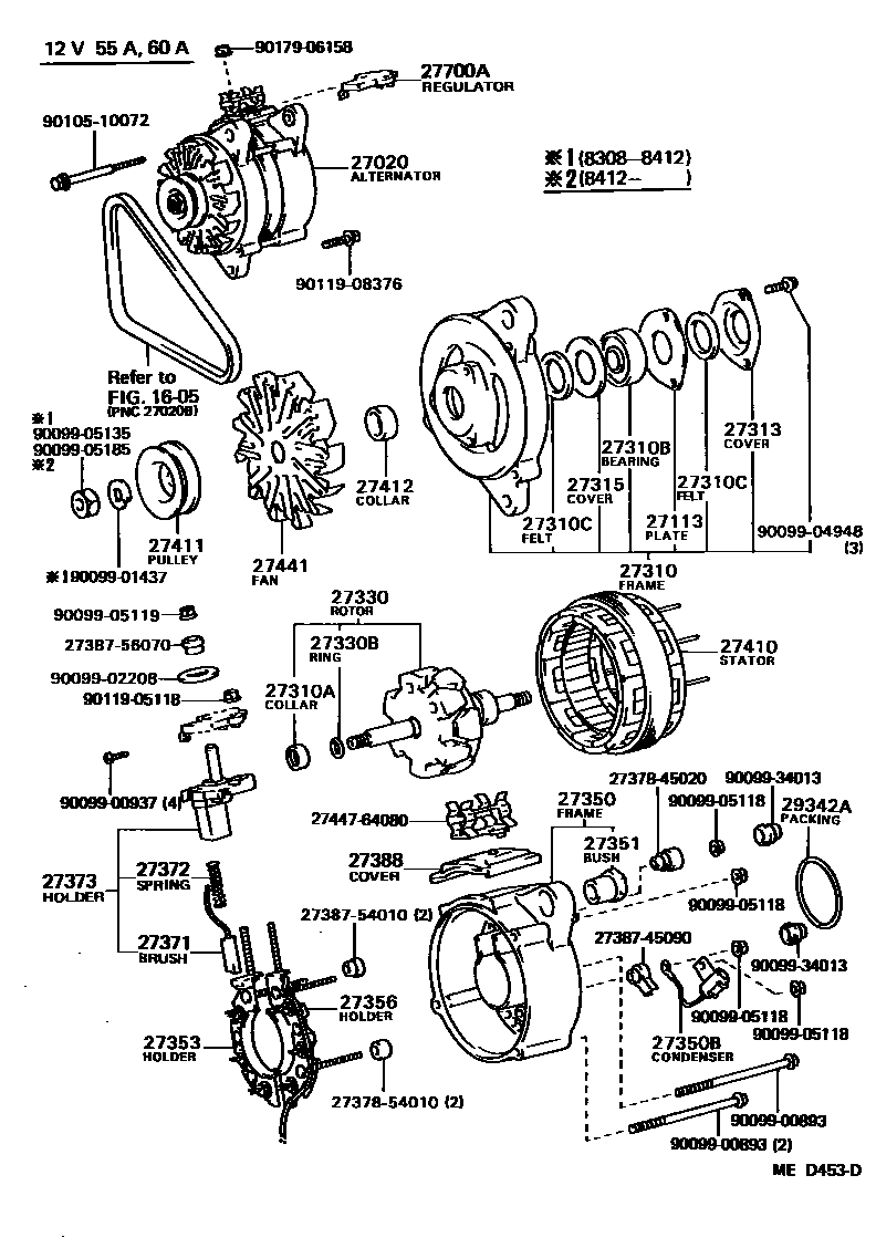 Toyota COROLLA Alternator EPC diagram — MED453D