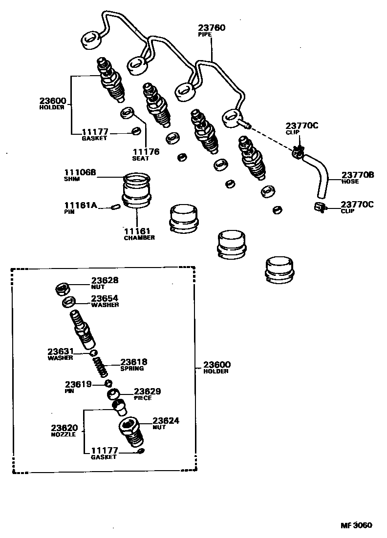Toyota COROLLA 喷油嘴 EPC diagram — MF3060