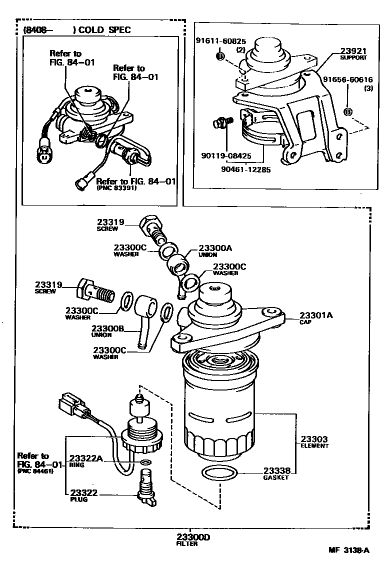 Toyota COROLLA fuel filter EPC diagram — MF3138A