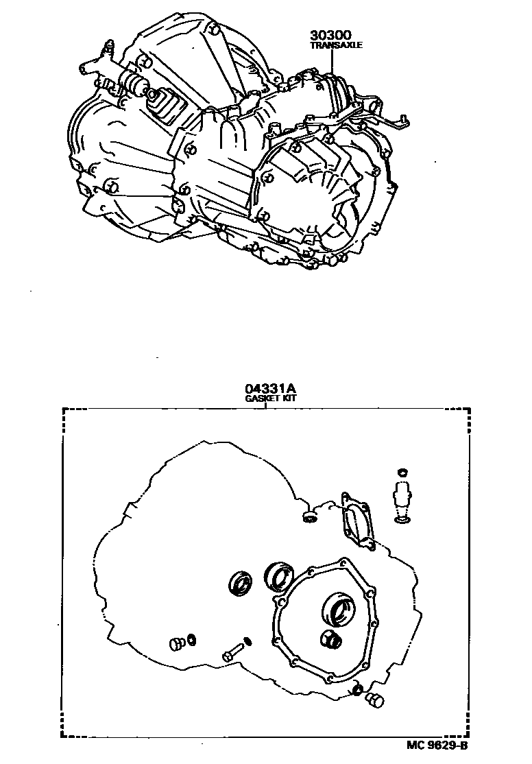 Toyota COROLLA 传动桥或变速器总成和衬垫组件(MTM) EPC diagram — MC9629B